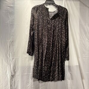 H&M Women's Dress Size 6 Long Sleeve Black With Small Floral Pleated